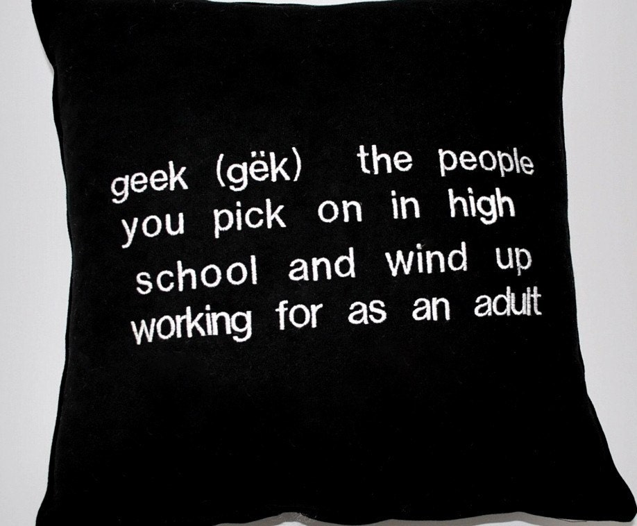 Decorative pillow-Geek Definition Pillow-Black Ultra Suede Fabric