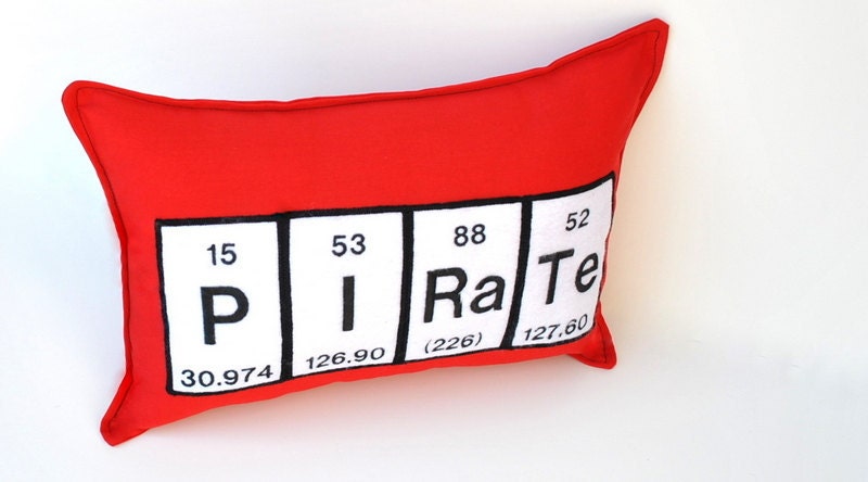 Pirate Red Felt Chemical Elements Pillow