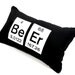 Pillow-Periodic Table Element  Beer Embroidered- black cotton and white felt