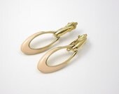 Vintage Trifari Earrings, Pink Earrings, Enameled Earrings, Door Knocker Earrings