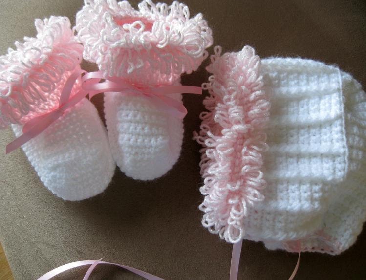 Baby Bonnet and Bootie Set for Baby Girl