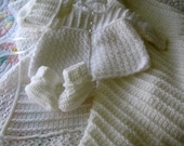 FREE SHIPPING Baby Layette Sweater Booties Bonnet and Afghan