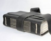 Black Leather Journal or Sketchbook - Handmade