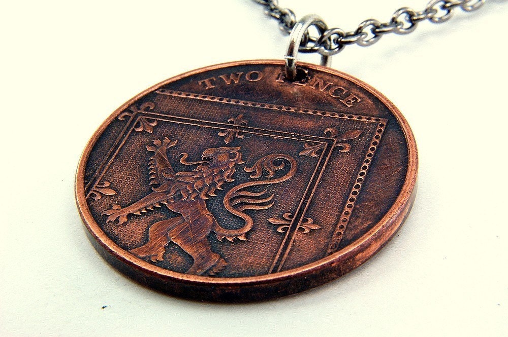 Scottish Lion Rampant - Two Pence Coin Necklace