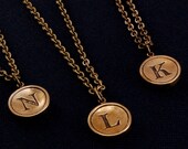 Bronze Initial Typewriter Key Charm Necklace - Fall Fashion -  Gwen Delicious Jewelry Design