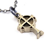 Silver White Bronze Celtic Cross Necklace solid bronze pendant cross