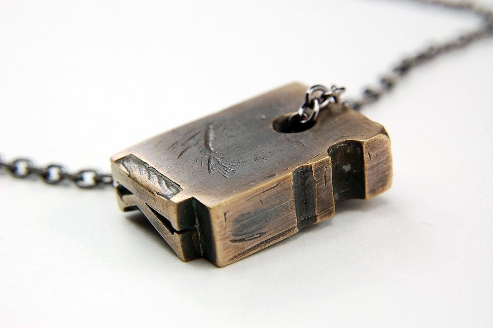 Letter K Necklace - Bronze Letterpress Necklace - Personalized - Other Letters Available