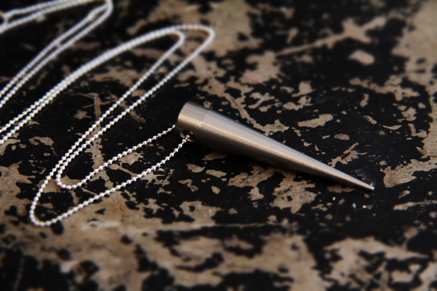 Single Solid Steel 2" Spike Long Sterling Silver chain UNISEX