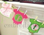 ITH Onesie It's a Boy or Girl Banner - Step by Step instructions - Heart and Star Applique spacers Birth Announcement Hospital Welcome Gift