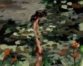 Watching Trees . woodland forest giclee art print of original painting . 8 x 10