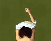 UNDRESS . large giclee digital art print poster of painting with olive green