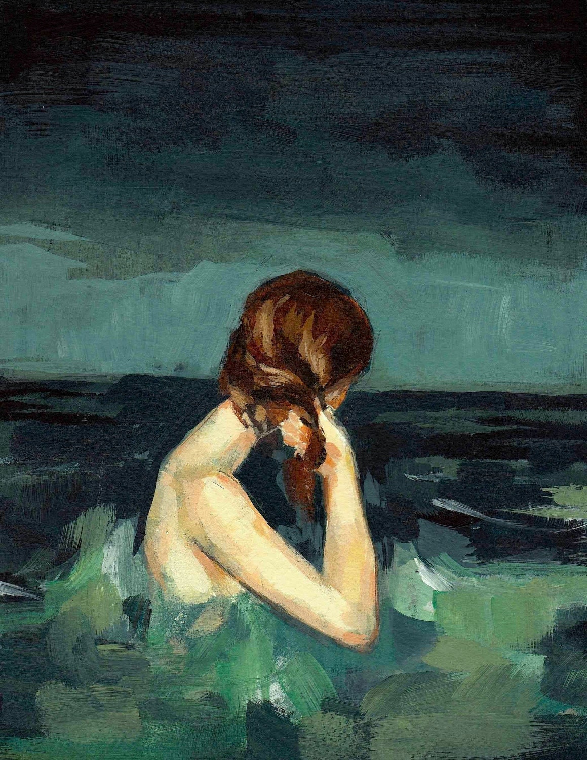 Married to the Sea . art print of woman in the sea painting - tastesorangey