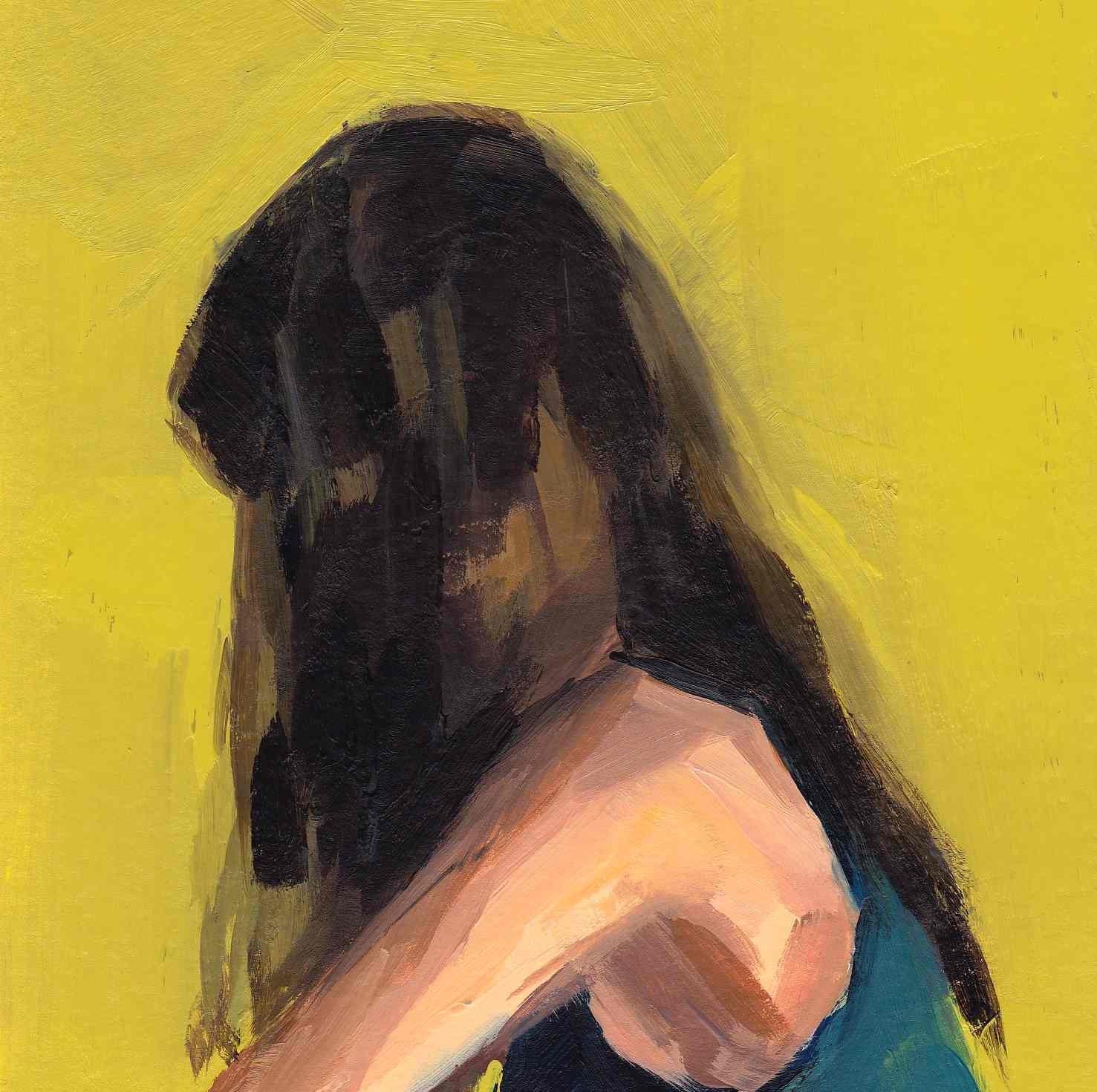 Portrait in Yellow . giclee art print of acrylic painting