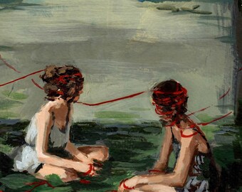 Red Ribbon . giclee digital art print of painting