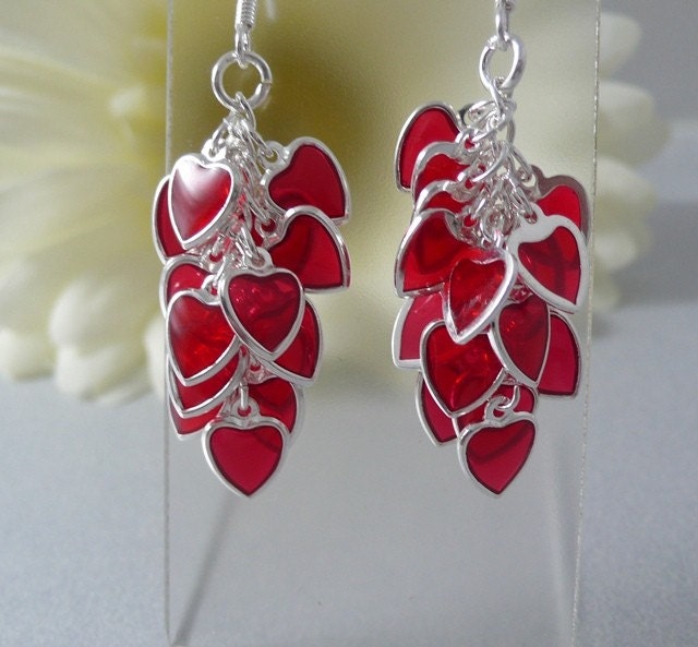 Earrings Valentine Heart Cluster
