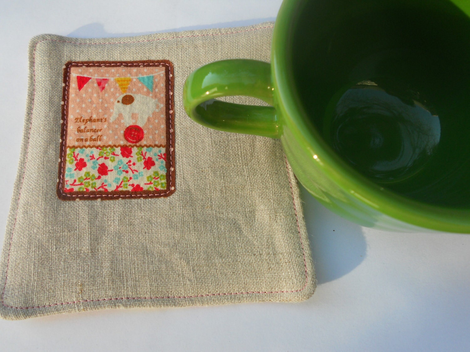 Fabric Coaster Set Kawaii Tea Time Coaster/Linen and Japanese Floral Fabric Coaster Set