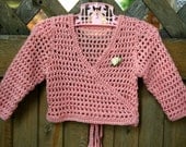 Crocheted Lightweight Peach Wrap Sweater Size 9 - 12 Months