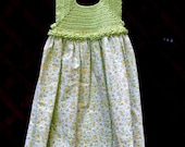 Spring Green and Yellow Rose Garden Babydoll Dress Size 12 - 18 Months