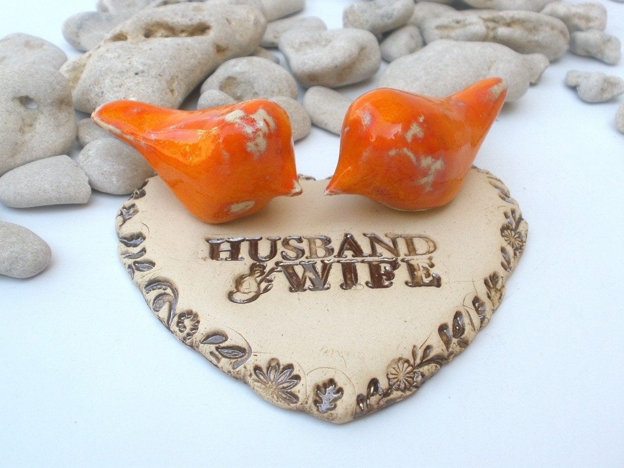 Husband and Wife Love birds Wedding cake topper - a pair of love birds in a color of your choice