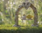 A custom pair of ceramic love birds  Swing wedding cake topper Birds cake topper