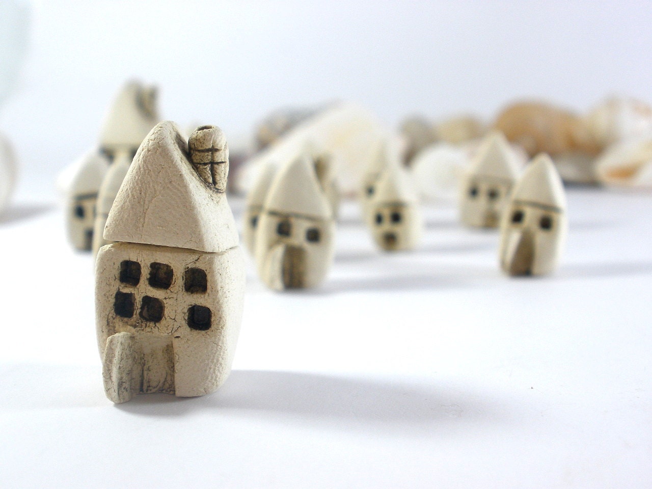 Rustic Beach cottage A set of tiny houses - miniature ceramic houses Home decoration Collection  Little houses tbteam