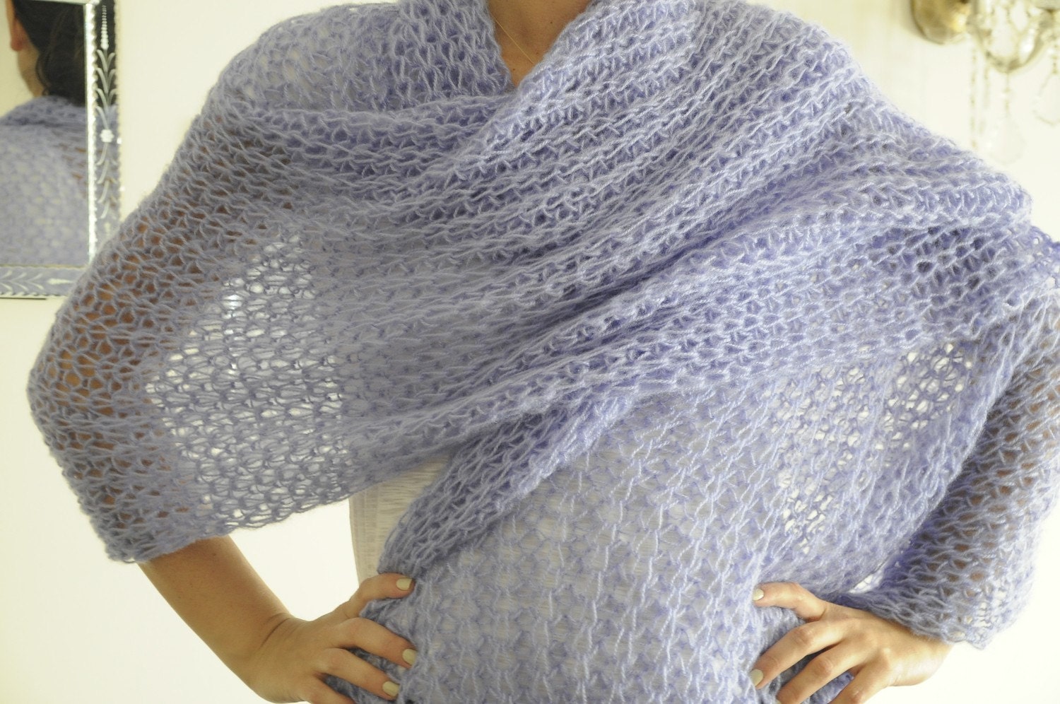 Lilac Wool Warm and Soft Scarf