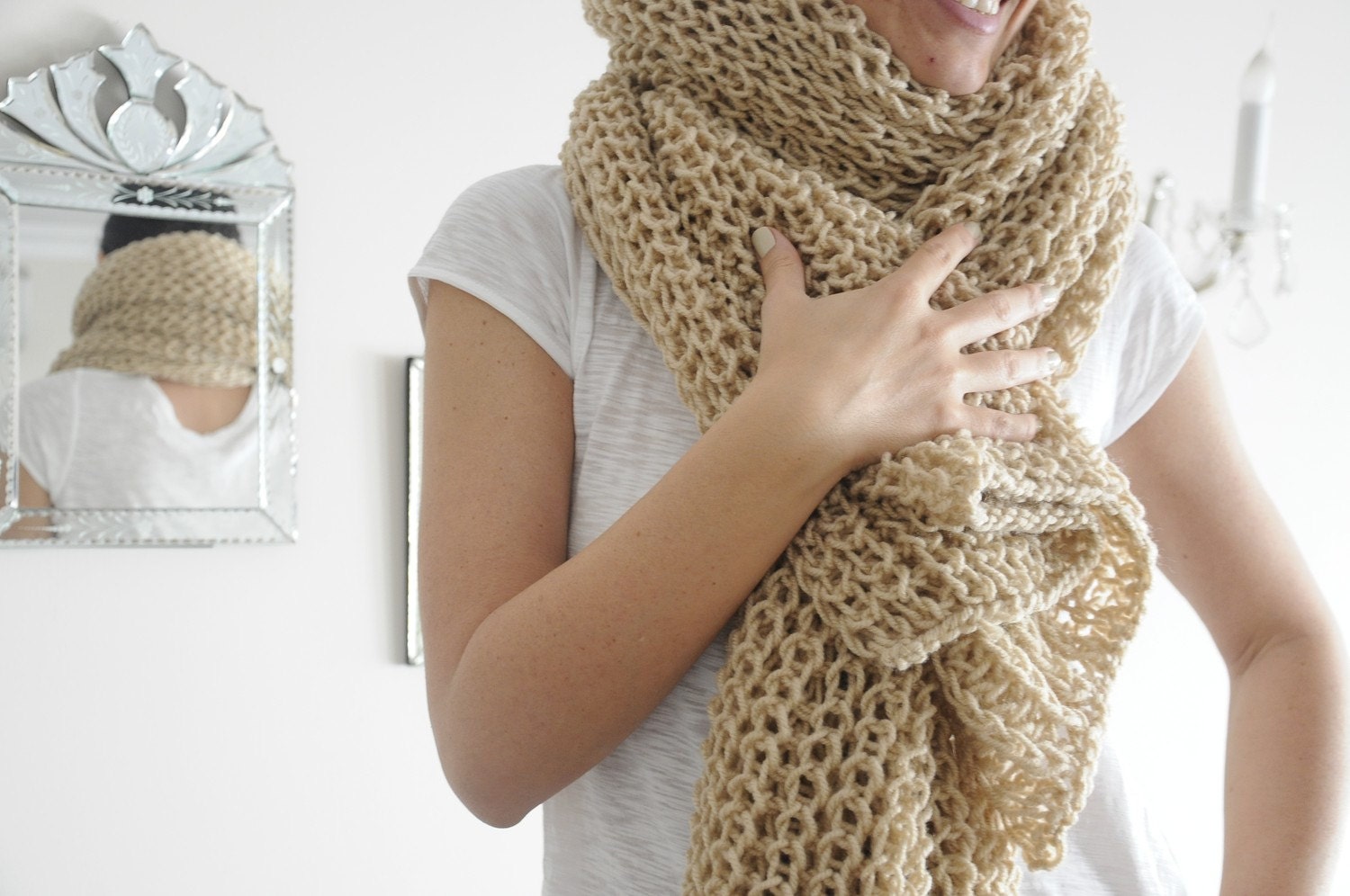 Camel Wool Soft Warm Scarf