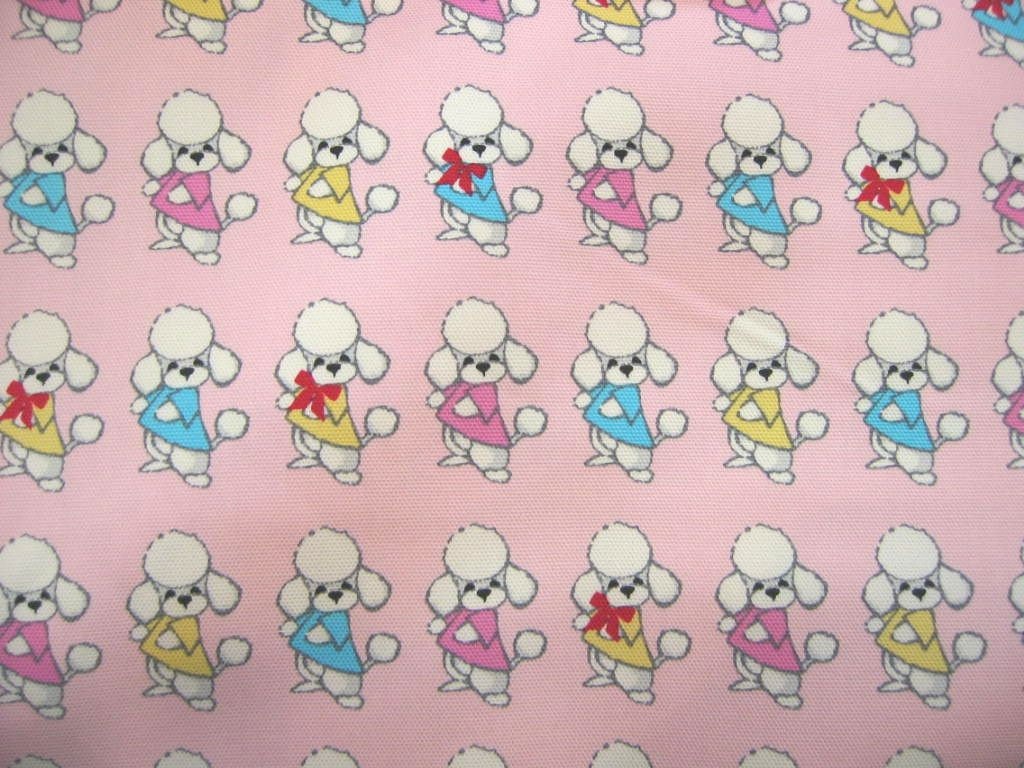 Japanese Cotton Print Fabric - Lecien - Kawaii Poodle Dog, Pink - Half Yard - NT7