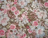 Japanese Cotton Print Fabric - Yuwa Collection 60 Lawn, Half Yard - Flower Brown - NT191