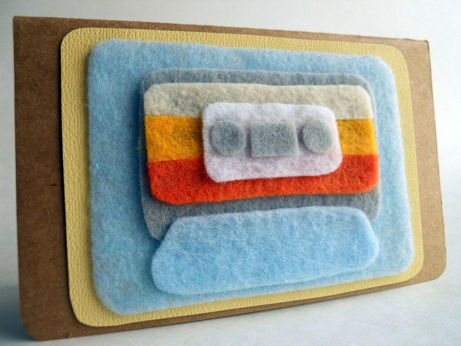 Felt Mix-Tape Journal - The Sunset - Sky Blue and Orange Eco-Felt embellished Moleskine notebook
