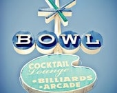 BOWL Googie Neon Sign (Blue) - 8x10 Fine Art Photography Print