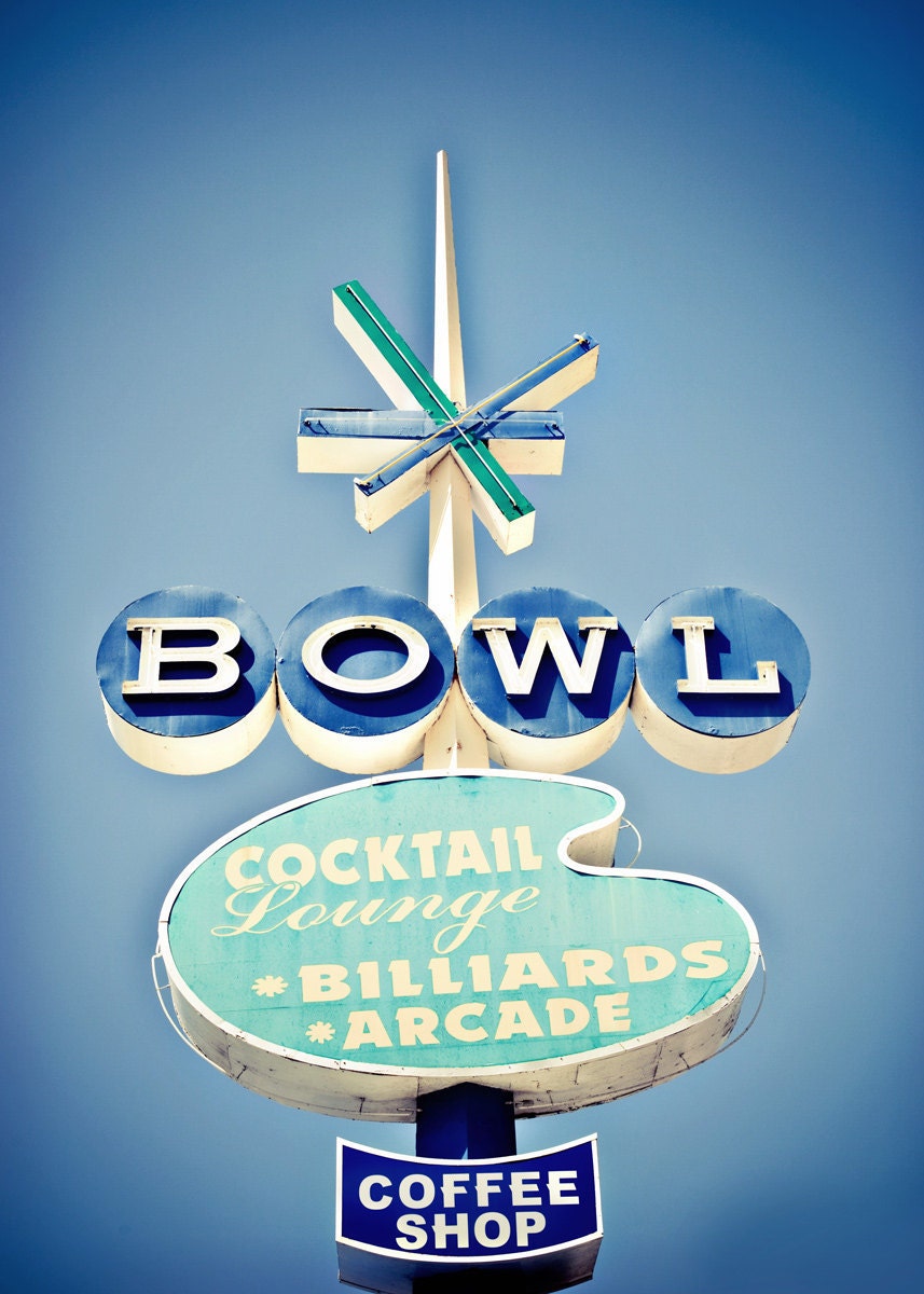BOWL Googie Neon Sign - 5x7 Fine Art Photography Print