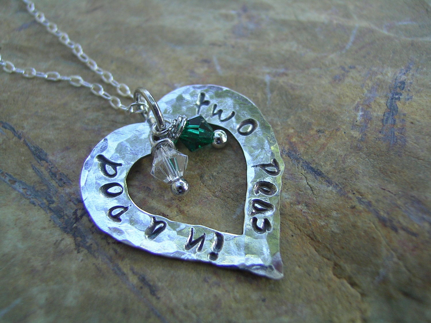SALE Sterling Silver Open Heart Necklace Mother Grandmother Sister Best Friend Hand Stamped Customized