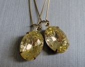 Tourmaline Coloured Vintage Crystal Earrings
