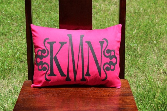 custom initial monogram pillow.  perfect for your sweetheart.  wedding or anniversary.  comes in any color or design.