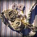 Handfasting Cord Golden Roses Made of Sari Fabric w Carved Bone Celtic Knots