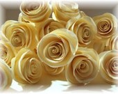 Creme Brulee Collection 1" Paper Roses with 12" stems for crafts, altered art, bouquets, center pieces, and weddings PAPER FLOWERS