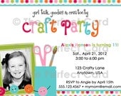 Girl Talk Craft Party Birthday Invitation