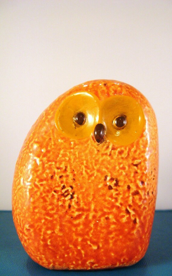 vintage orange owl figurine