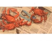 Cards of Crabs on Newspaper