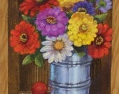 Zinnias in a Tin Can