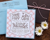 Letterpress Wedding Invitation - SAMPLE - Chic Country Picnic, Rustic BBQ, Farm, Handwritten