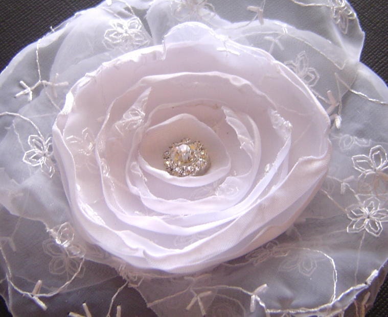 50% OFF Price Bridal Headpiece SATIN and LACE Bridal Fabric Flower Hair Clip