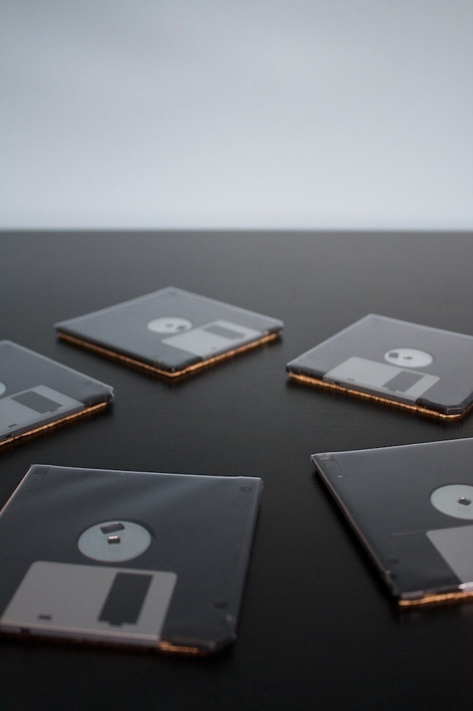 Floppy Disk Coasters - Black Set of 5 - Computer Nerd Gift