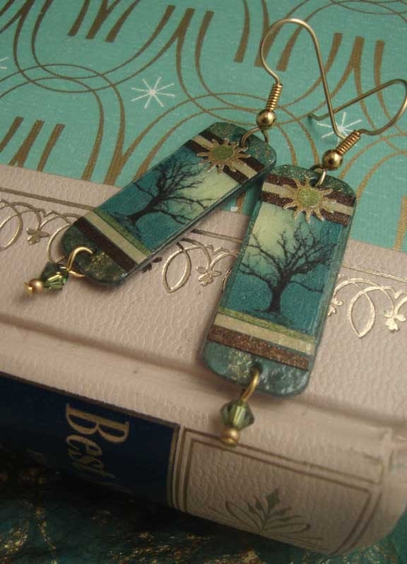 tree of life earrings in teal