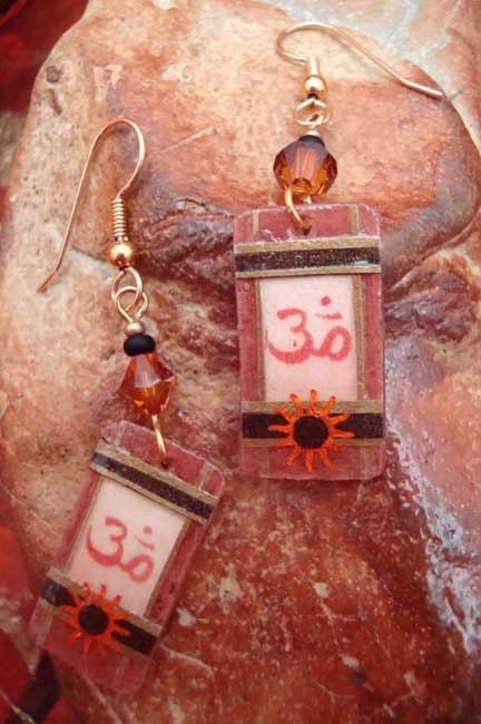 Om Earrings in Orange