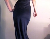 Off the Shoulder Gown Slim in Navy Jersey (or Choose Your Color)