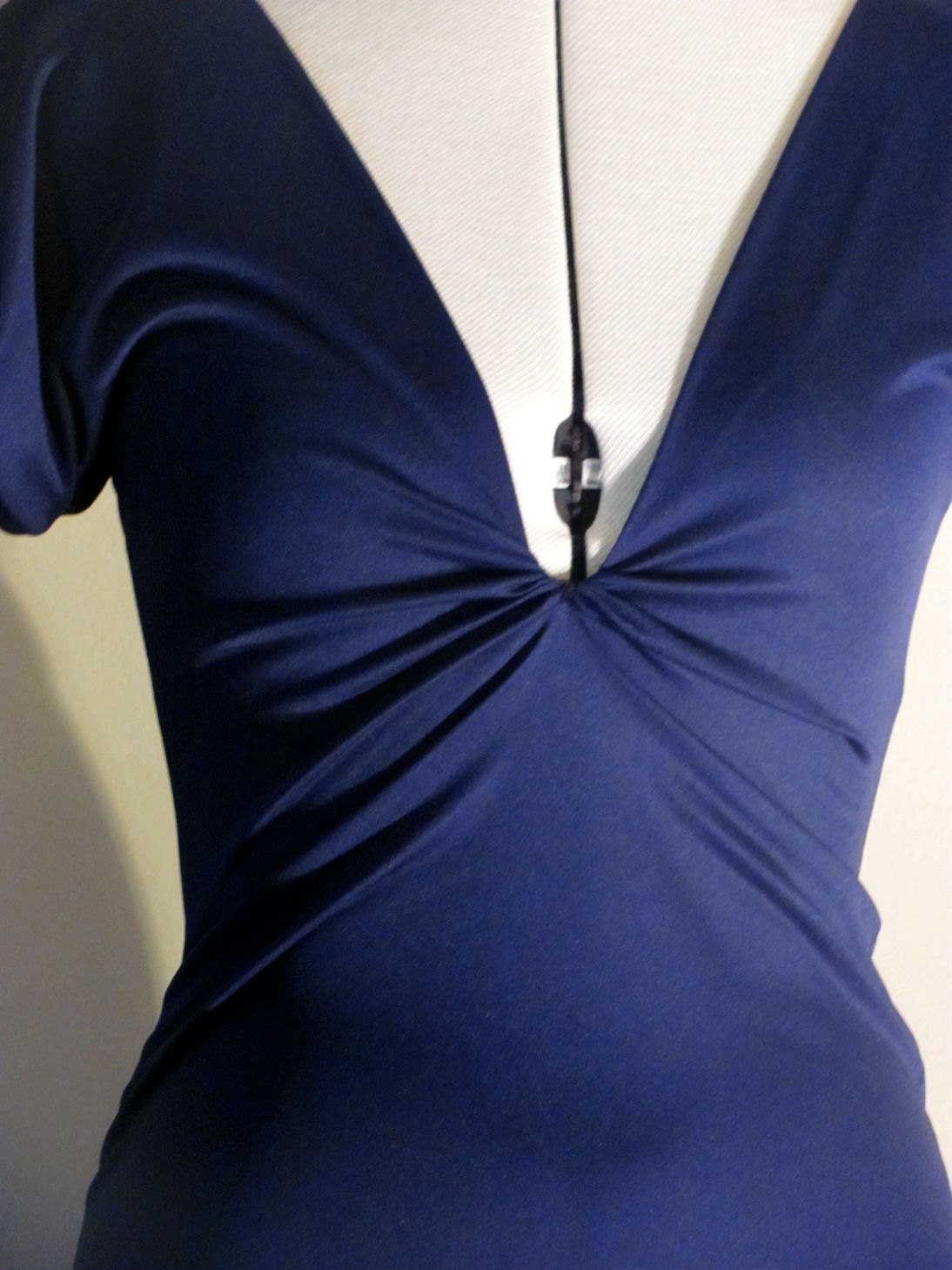 Deep V Plunging Slim Gown in Navy Blue (or Choose Your Color)