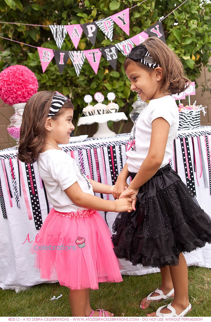 Zebra Party - Rockstar Party, Ribbon Garland, Diva Party, Sweet Sixteen, Spa Party, Ready to ship, Graduation, Baby Shower