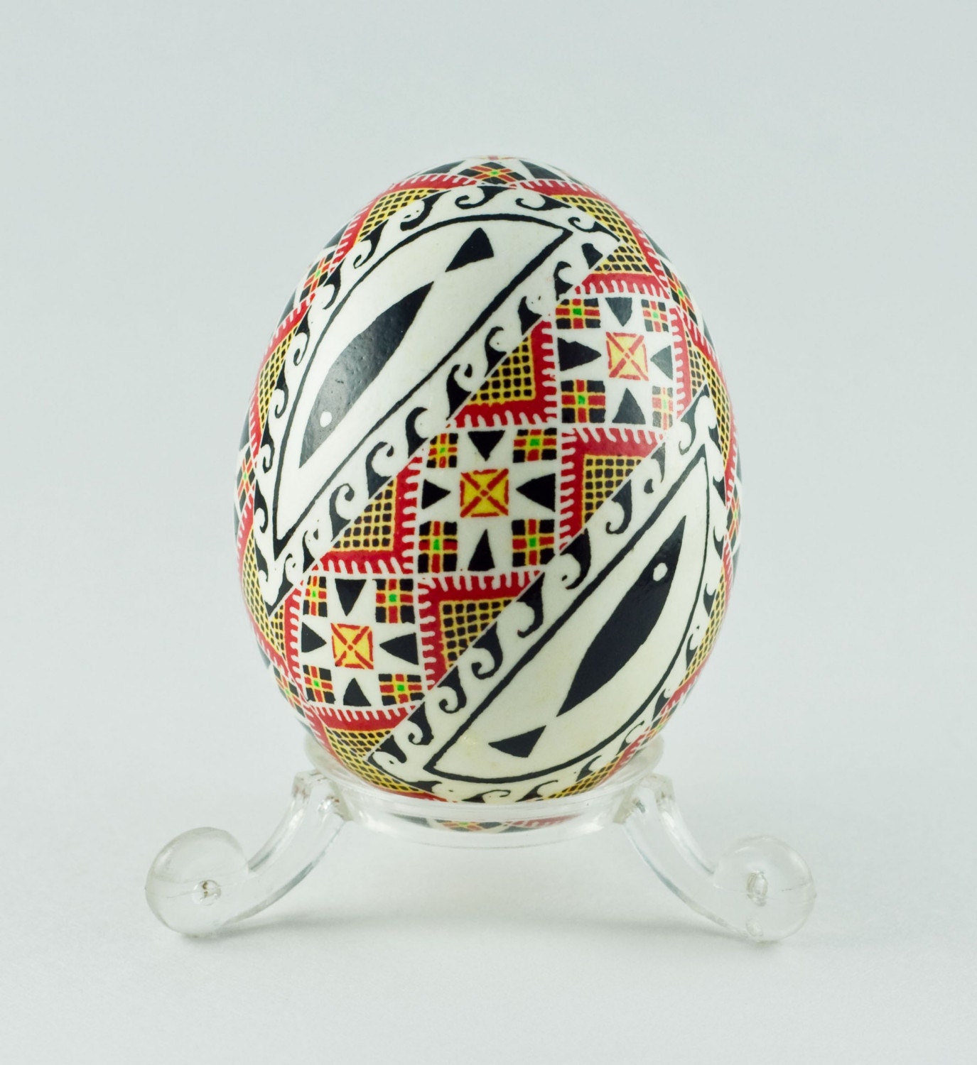 Ukrainian Easter Egg - Intricate Fish (with stand included)